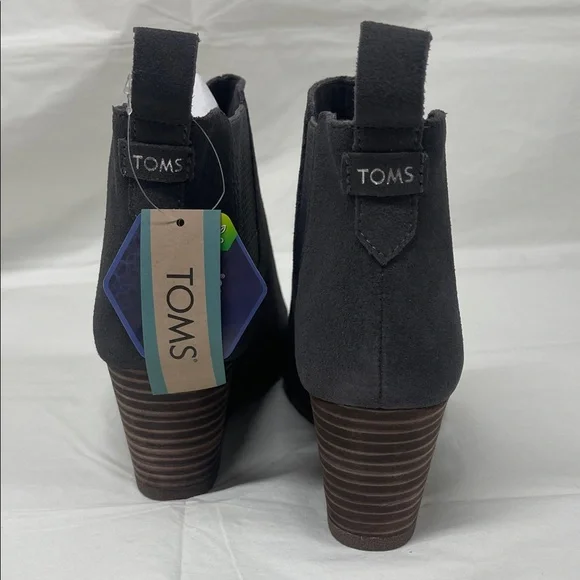 TOMS Charcoal Suede Wedge Booties - Picture 5 of 12